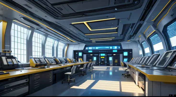 a futuristic golden hi-tech super scientist laboratory