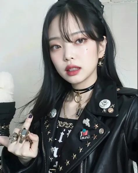 Araffe woman with black hair and piercings holding a cell phone., cruel korean goth girl, goth girl aesthetic, gothic aesthetic, 1 7 - year - old goth girl, 1 7 - year - old anime goth girl, goth girl, Estilo de Junji Ito, Estilo punk, darkwave gothic aest...