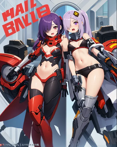 Japanese_anime_style,1figure_girl,(loli:1.5), (short_ponytail:1.3), (light_whitish_purple_hair:1.3),black_mechanical_armor_parts,white_breasts_parts_red_black_body_suit,bare_shoulder,bare_slender_thighs,medium_breasts,on_the_desk, desk_background,Stinging_...