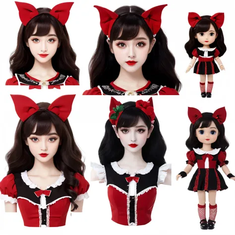 PromptCopy PromptMaste Piece: 1.6, Best Quality: 1.4, live footage: 1.2, Intricate details: 1.2, Graphicsournerv2: 1.2, 1lady full body character change, appearance: Doll Girl, Dolly, black color gothic lolita dress, Vampire, Red colored eyes, Long Black H...