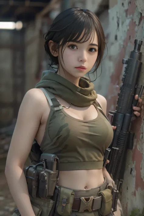 Unreal Engine:1.4,Ultra-realistic 64K CG, Photorealista:1.4, Skin Texture:1.4, Top 1 girls in bikinis ,japanes, sixteen years old, Gatling gun, Shell casing, Looking at Viewer, Bangs, ammunition belt, gloves,Saggy breasts,opening fire,in the picture, A bea...