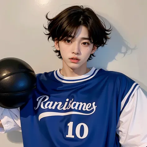 hay un hombre sosteniendo una pelota de baloncesto en la mano, Camiseta de baloncesto, Cai Xukun, Camiseta de la NBA, Jinyoung Shin, Hyung Tae, Kim Doyoung, Ulzzang masculino, Taejune Kim, jungkook, Hong June Hyung, Llevar una camiseta de voleibol, inspira...