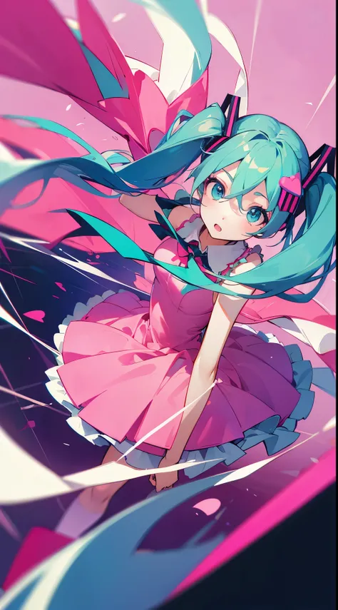 Hatsune miku, wear pink dress, school wallpaper,