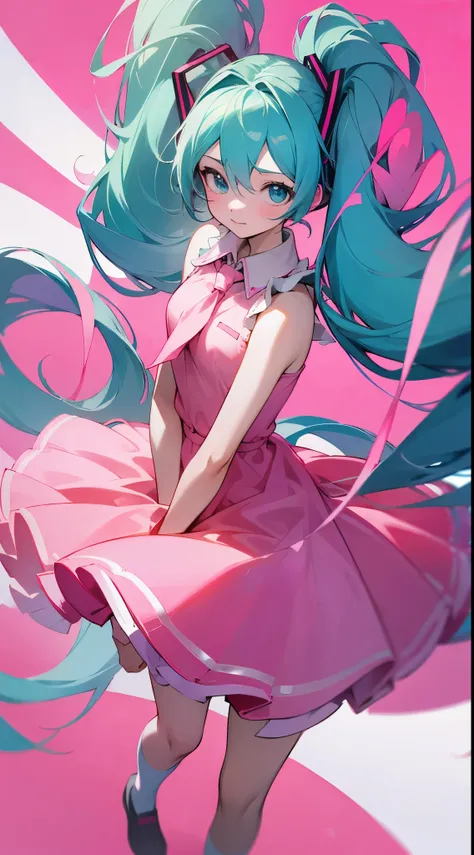 Hatsune miku, wear pink dress, school wallpaper,