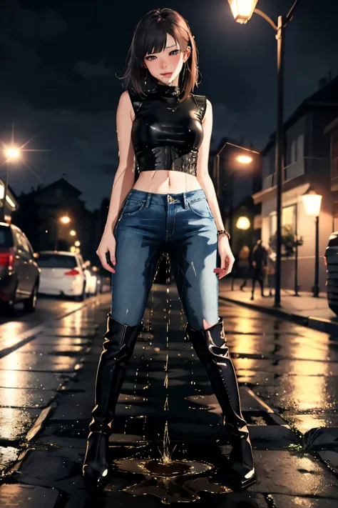 highres, beautiful women, high detail, good lighting, lewd, hentai, (no nudity), (((jeans))), ((tight leather top)), (((leather ...