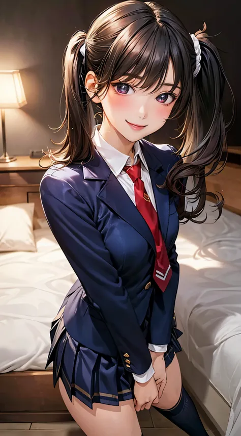 (masterpiece:1.2, top-quality), (realistic, photorealistic:1.4), beautiful illustration, NSFW, 
looking at viewer, cowboy shot, front view:0.8, 
1 girl, japanese, high school girl, black hair, (middle hair:1.4, side ponytail:1.5), bangs, hair between eye, ...