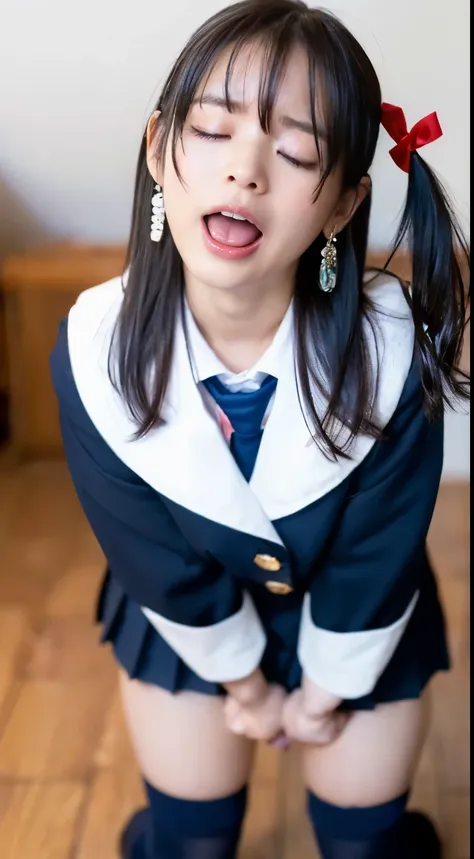 she wears the cutest high school uniform in the world、25-years old、sculpture model attracts, (1girl in:1.hotos、photorealsitic:1....