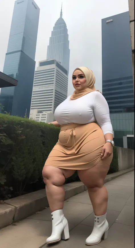 ((HIJAB MALAY GIRL)), ((BBW)), SHORTS, HUGE WIDE BUTT, WIDE BUTT, 63 YEAR OLD METURE womens, METURE womens, (WHITE LIPS), (WESTERN BOOTS), (TIGH SKIRT), , tall buildings in background, twin towers, Kuala Lumpur,(ANGRY FACE EXPRESSION), TRANSPARENT, STAYING...