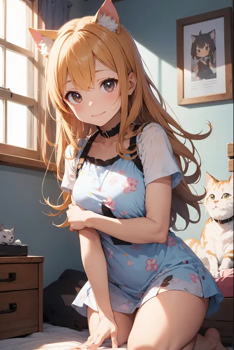 Absurd, Absolute Resolution, Incredibly Absurd, Superb Quality, Super Detail, Official Art, unity 8k wallpaper
BREAK.
Little, cat, young child with cat ears, cute, staring,
BREAK
An illustration of a scene in a warm, sunlit room where a little girl with ca...