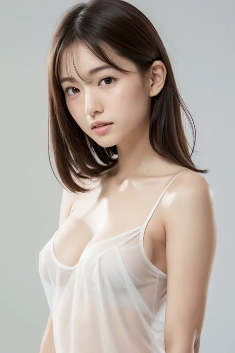 ((Slightly transparent camisole white: 1.5)), Sexy pose sculpture, (masutepiece:1.3), (8K, Photorealistic, Raw photography, Best Quality:1.4), (1girl in), Beautiful face, Realistic face, (Detailed face), Beautiful hairstyle, (detailed hairs), Realistic eye...