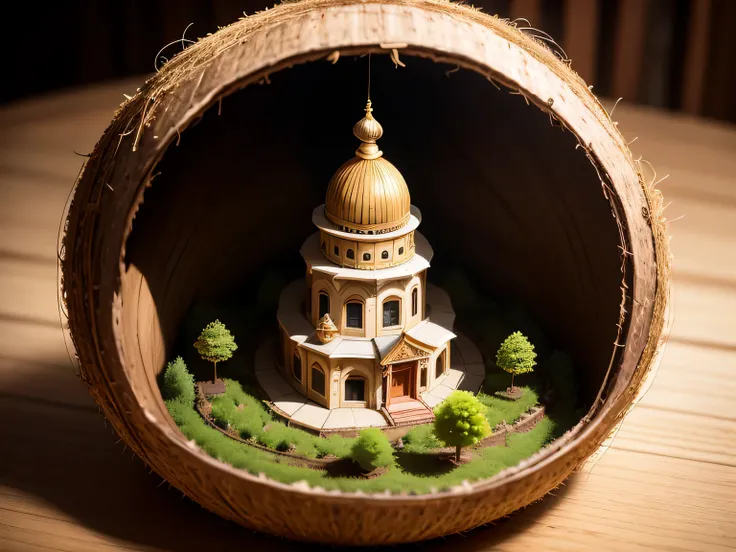 Laxminarayan Temple mini world inside a coconut shell, 8K