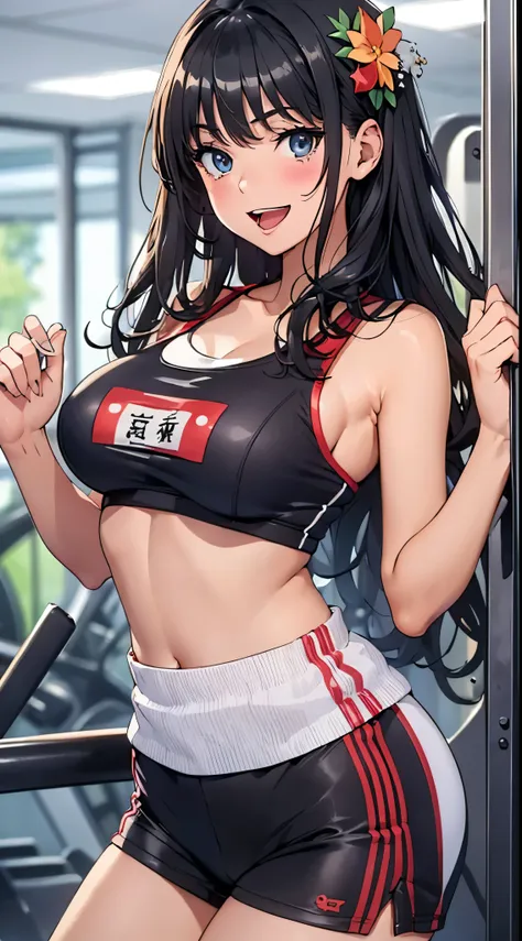 1womanl,Black hair,14years ,(()),Beautiful breasts,(((sexy white shiny gym clothes and shorts)))(())(((Blushing cheeks、Smile with open mouth)),(((Satin Narico))),((( portlate))),Crowds,White gym clothes and shorts,