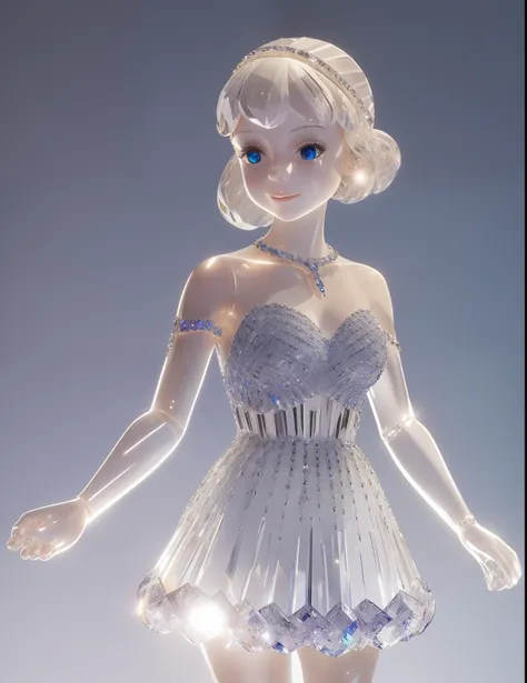 crystallthings,Sparkling crystals, glass dress,cinematic lights.glass figurine,
1girl,