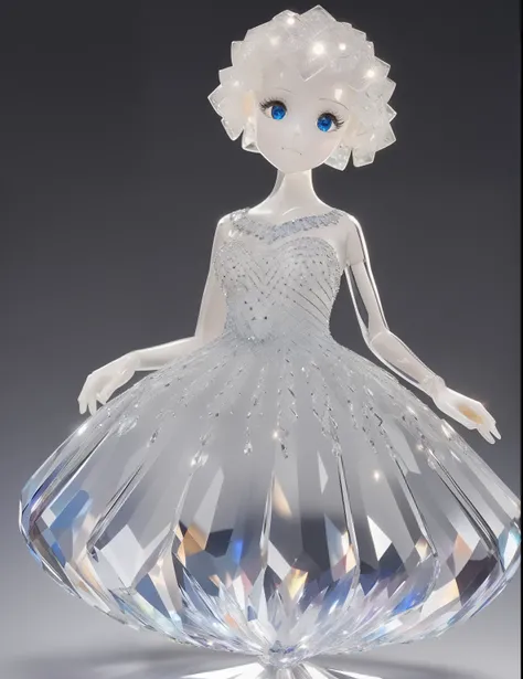 crystallthings,Sparkling crystals, glass dress,cinematic lights.glass figurine,
1girl,