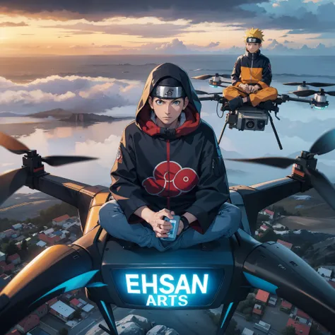 Naruto Uzumaki, sitting on the drone