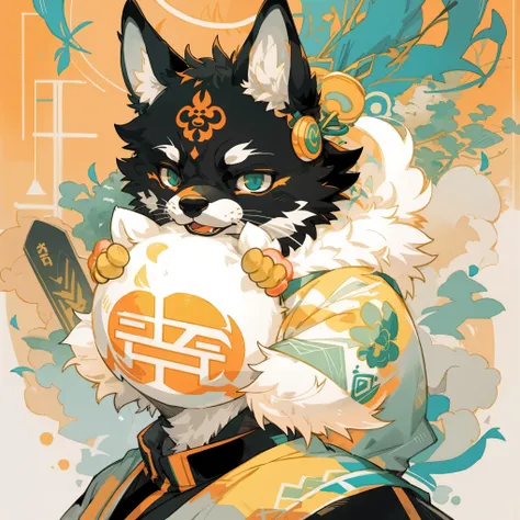 top quality, best quality, poster, rzminjourney, vector-art, High-quality illustrations by Victo Ngai, masterpiece(kemono, furry anthro)logo mark, round,