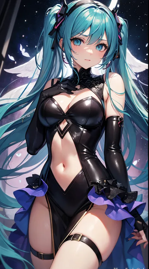 (((​masterpiece))), 1girl in, Hatsune Miku, Vocal Lead, オマンコのultra-detailliertな, An ultra - realstic face, (Frivolous expression), (Leotardo Rosa), Blue gloves, panthyhose, ((Super cute face)), ((Angelic face)), ((Incredibly beautiful eyes)), (Bright eye),...