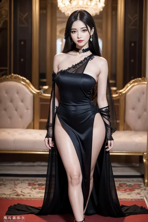 An extremely sexy and mature girl,Extremely beautiful and perfect Middle Eastern girl,Sexy mature royal sister,A girl with royal sister style,noblesRoyal sister temperament,Alone,In a very luxurious lobby,lobby of ancient palace,Antique style palace decora...