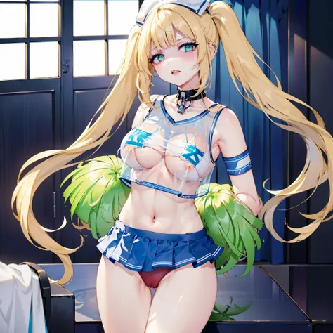 (8k, best quality, tmasterpiece:1.2),(eye detailed),(Facial features),((Clothes detail details)),(1 girl:1.3),(solo:1.35),full body,(/blonde hair/),(/green eyes/),(twintail hairstyle:1.2),(bright red lips:1.3),(/white skin:1.2/),Disgusted Face,huge breasts...