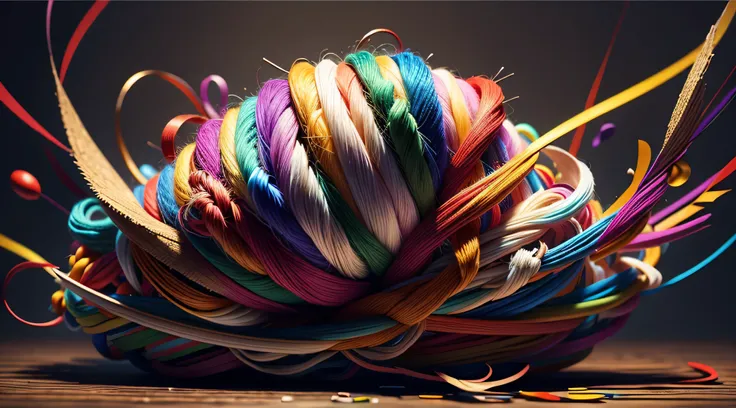 untying the knots, colorful knots, rainbow, realistic, high quality, sharp focus, high details,