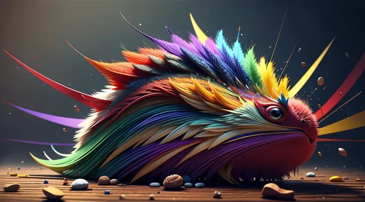 cocar gigante, colorful, rainbow, realistic, high quality, sharp focus, high details,