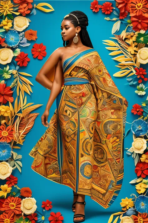 O logotipo , orisha, africano,
 realista 8k,para b imagens de escrito .C & V. With Cape Verde pattern that represents Cape Verde culture.Adicione mais elementos culturais de Cabo Verde. Fotografia ,插圖 ,Garment based graphic: Traje representativo da bandeir...