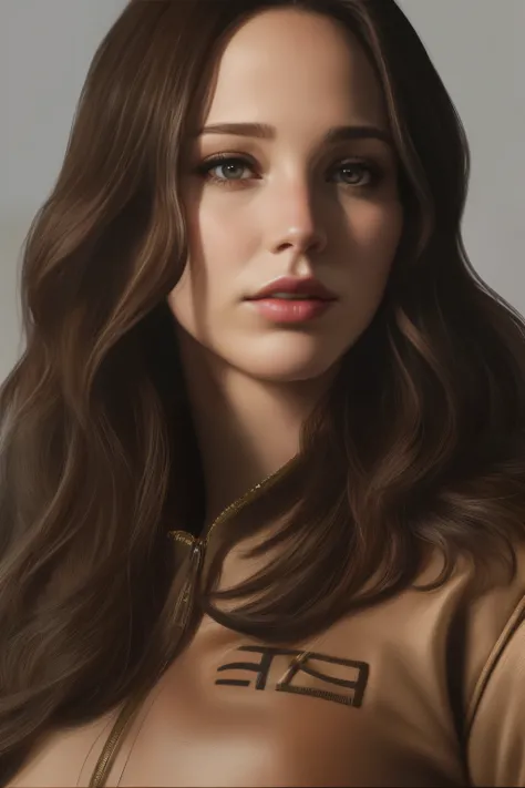 arafed woman with long brown hair and a brown jacket, katniss everdeen, beautiful caitriona balfe, female lead character, cait miers, highly detailed vfx portrait of, gal gadot portrait, promotional images, cinematic jennifer lawrence, cinematic realistic ...