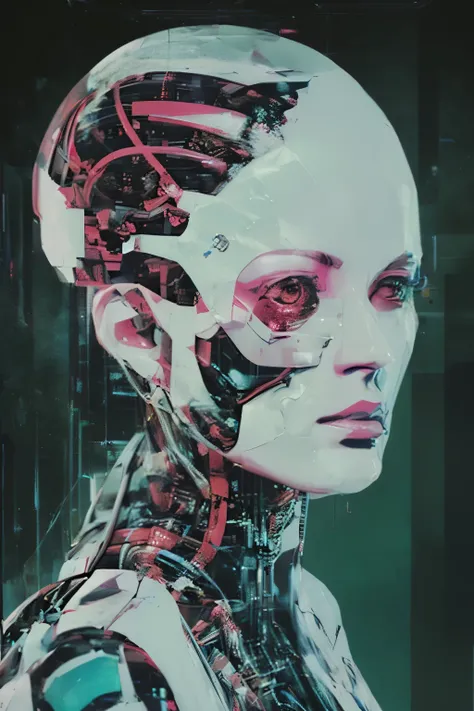 A closeup of a woman with a futuristic head and a futuristic face, O retrato da menina cyberpunk, arte digital cyberpunk, estilo de arte cyberpunk, greg bipe, bipe masterpiece, cara bonita da menina cyberpunk, retrato cyberpunk, cyberpunk themed art, bipe!...