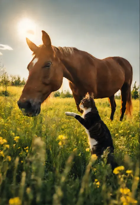 Cat and horse