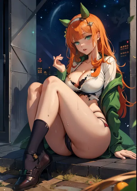 1girl, Best quality, masterpiece, cowboy shot, orange hair, green eyes, tight cloth, office clothes, office, white clothes, wet, fingering, long ginger hair, green eyes, anime girl, kawaii, hourglass figure, big feet, sweaty feet, soles showing, 5 toes on ...