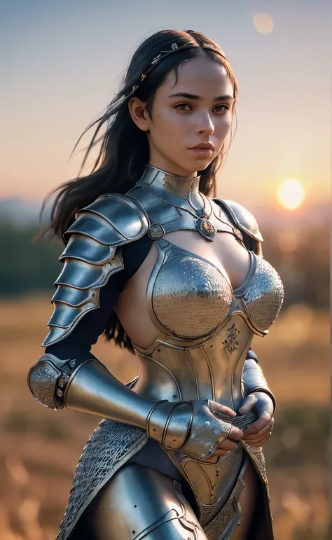 (masterpiece), (extremely intricate:1.3), (realistic), portrait of a girl, the most beautiful in the world, (medieval armor), metal reflections, upper body, outdoors, intense sunlight, far away castle, professional photograph of a stunning woman detailed, ...