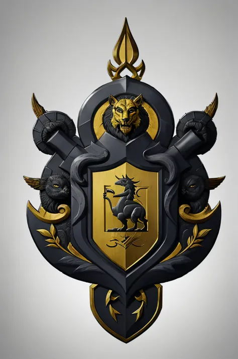 （Gengiskan coat of arms design of destruction and conquest of death,desordem,terror ,agonia），（In the middle of the medallion is the forging table icon），（The Composition theme icon),prata，Efeito 2D plano