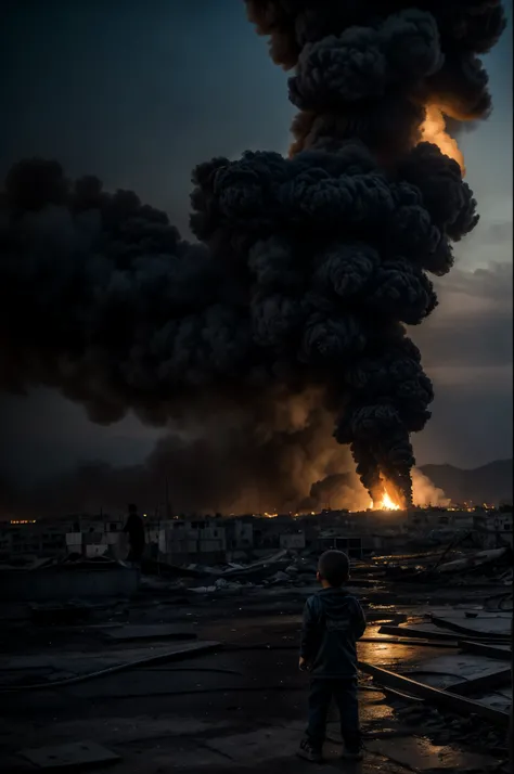 (obra maestra), (hiperrealista), (8k), little boy and girl 4 years,  palestinos primer plano, rostros llorando, ciudad de gaza d...