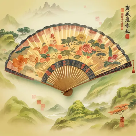 Exquisite hand-painted fan，Chinese traditional painting：1.2，Endless joy and celebration，Family gatherings and banquets，Traditional folk games and activities