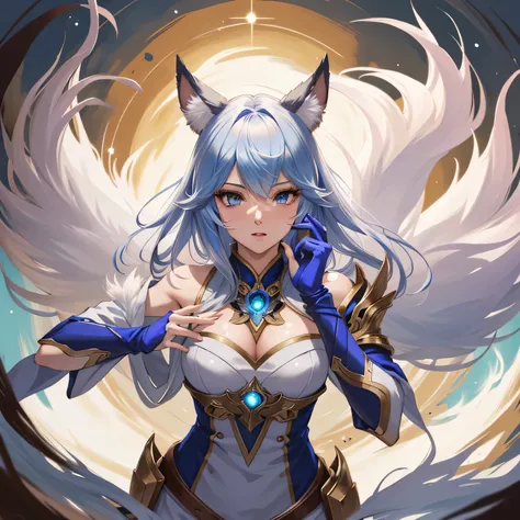 anime - imagem estilo de uma mulher de armadura com um gato no ombro, Ahri, trending on artstation pixiv, fanart melhor artstation, por Yang J, Artgerm extremamente detalhado, Arte de Silverfox, Artgerm em ArtStation Pixiv, de League of Legends, Wlop Ross,...