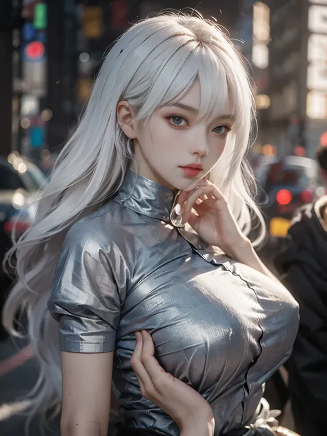 Close-up of woman with white hair and white mask、beautiful character painting、guweiz、Guweiz style artwork、white haired god、Jan J、epic exquisite character art、Stunning character art、Fanchy、Uzunsifan、guweiz from pixiv art station,Faces of reality,Real people...