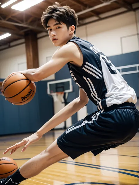 boy, 19y.o, comma hair, basketball court