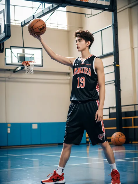 boy, 19y.o, comma hair, basketball court