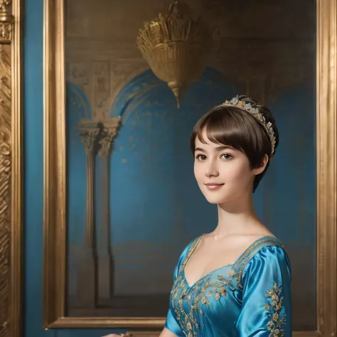 142
(a 20 yo woman,in the palace), (a hyper-realistic), (high-level image quality), ((beautiful hairstyle 46)), ((short-hair:1.4...