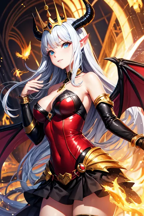 Devil, crown, Wings, anime, Design, Woman