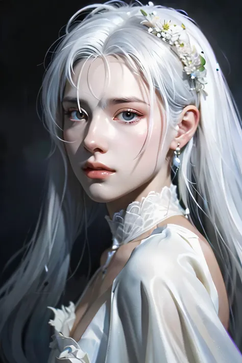 Close up portrait of woman with white hair and white mask, beautiful character painting, guweiz, artwork in the style of guweiz, white haired god, by Yang J, epic exquisite character art, Stunning character art, by Fan Qi, by Wuzhun Shifan, guweiz on pixiv...