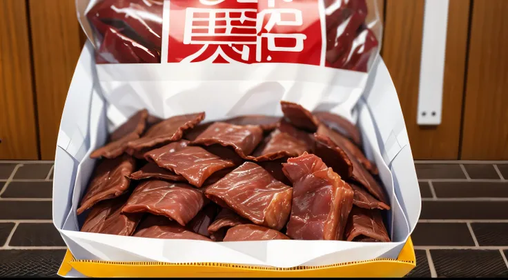 Dried meat in a cloth bag、