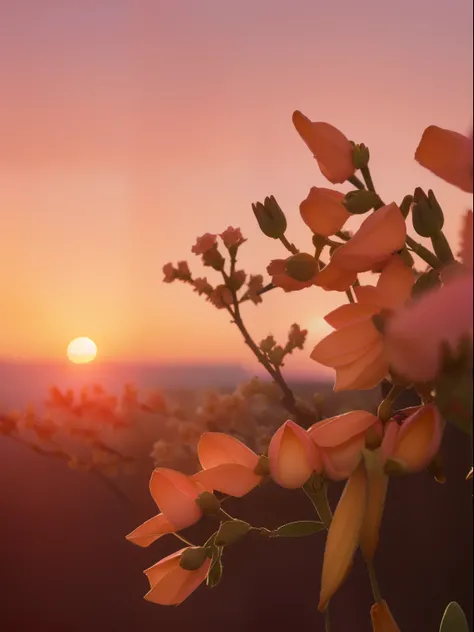 a (close up shot (Pink apricot flowers: 1.2): 1.3), Japan Branch, (sunset: 1.5), lightroom, HDR, Skin, (dark: 1.1)