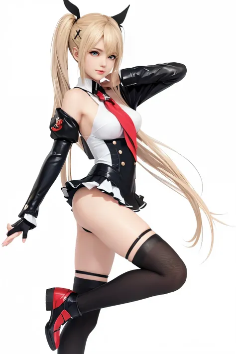 Marie rose, anime girl in a black and white outfit posing for a picture, from the azur lane videogame, azur lane style, characters from azur lane, guilty gear art direction, cushart krenz key art feminine, twintails white_gloves, fine details. girls frontl...