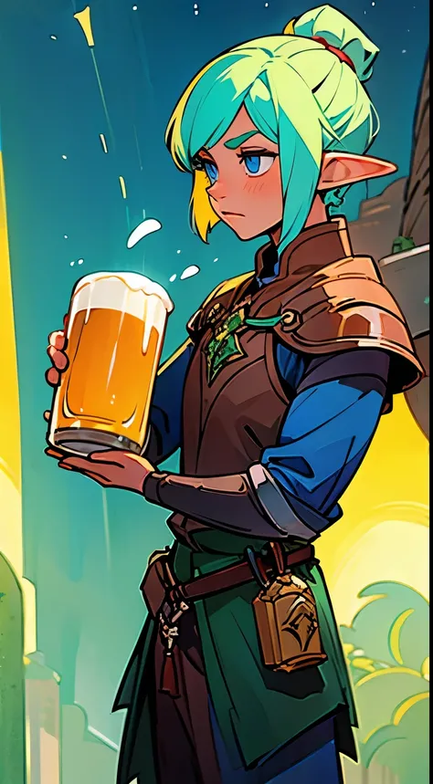 Male Elf, A mug of beer in hand, in fantasy