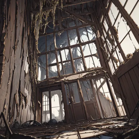 ((Anime Landscape Wallpaper: 1.2, width 672, Beautiful UHD 4K art: 0.8) (best quality), ultra-detailed, the otherworldly landscape, Mansion of the Plague Lord. Blighted Mansion the Lord of Decay and his foul experiments. Its wracked and twisted structure c...