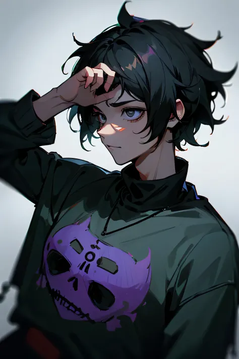 Twitch pfp, boy, black hair, shaggy hairstyle, dead by daylight