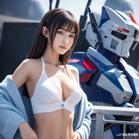 textured skin, super detail, high-detail, High Quality, bestquality, high-res, 1080p, Spectacular beauty、Beautiful girl with a beautiful body、(gundam) Girl with robot body