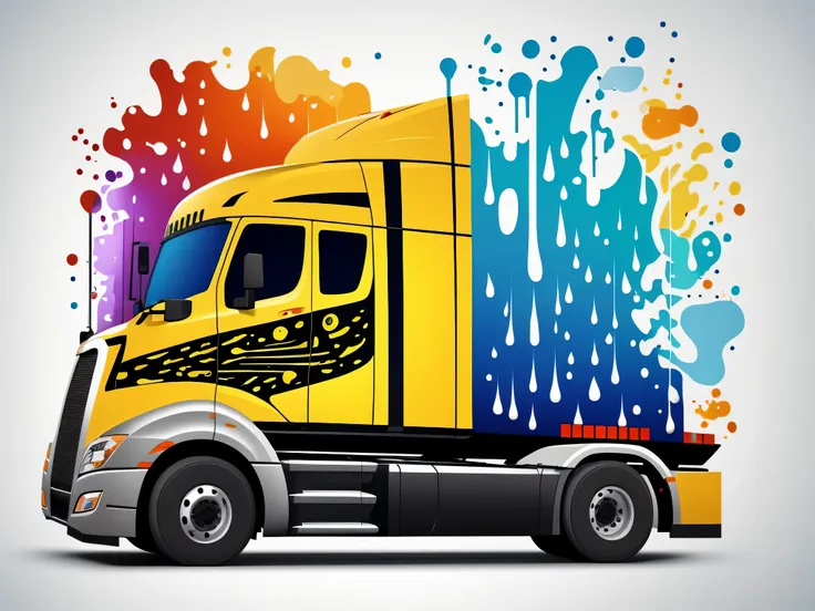 cab-over euro semi truck vector graphic dripping, incredibly high
details, 16k, colorful, t-shirt design, incredibly brillant
dr...