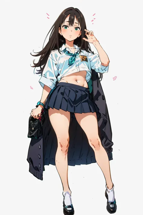 brown gal,open cloth,deadpan,((erect through)),solo,looking at viewer,rin shibuya,perfect anatomia,((full body like from head to...